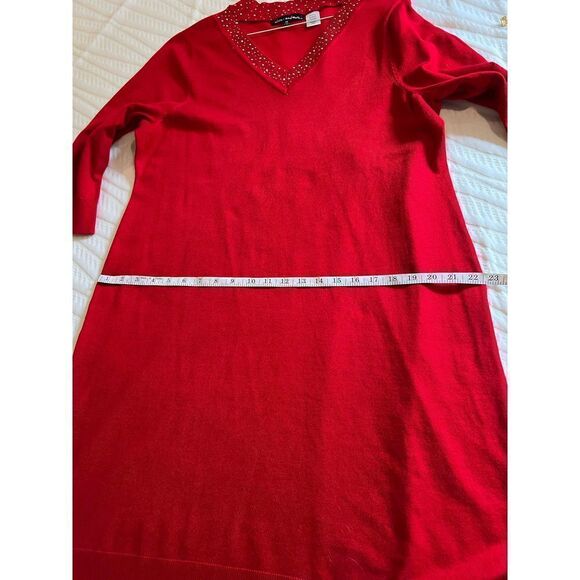 Alison Andrews red sweater dress with sparkles Plus 1X - Picture 10 of 11